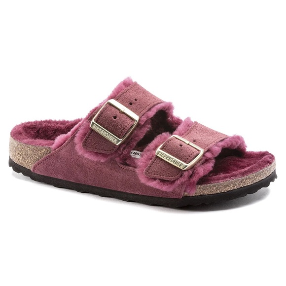 Birkenstock size 38 or 7 Shearling Arizona Pink Fuchsia Sandals slip on shoes - Picture 7 of 7